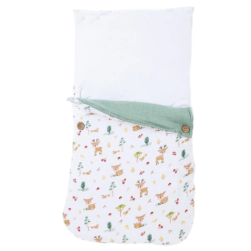 Whimsical Woodland Muslin Carrier Nest / sleeping bag , 0-12 Months