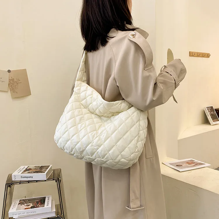 Women Crossbody Bag With Rhombus Stitching Design Commuting Casual Shopping Handbags