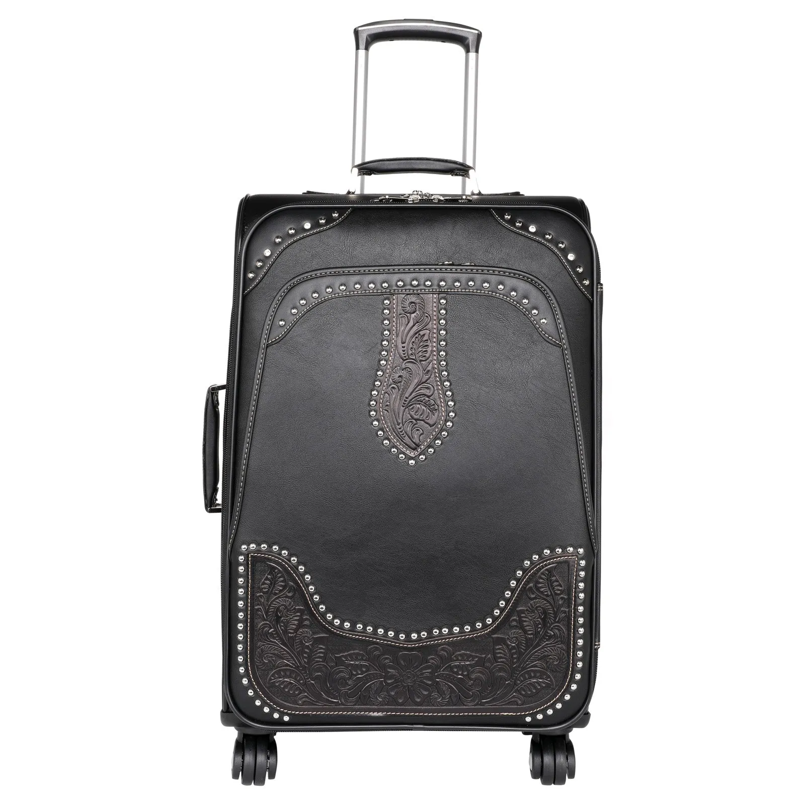 WRL-L1/2/3 Montana West Tooled Leather Collection 3 PC Luggage Set-Black