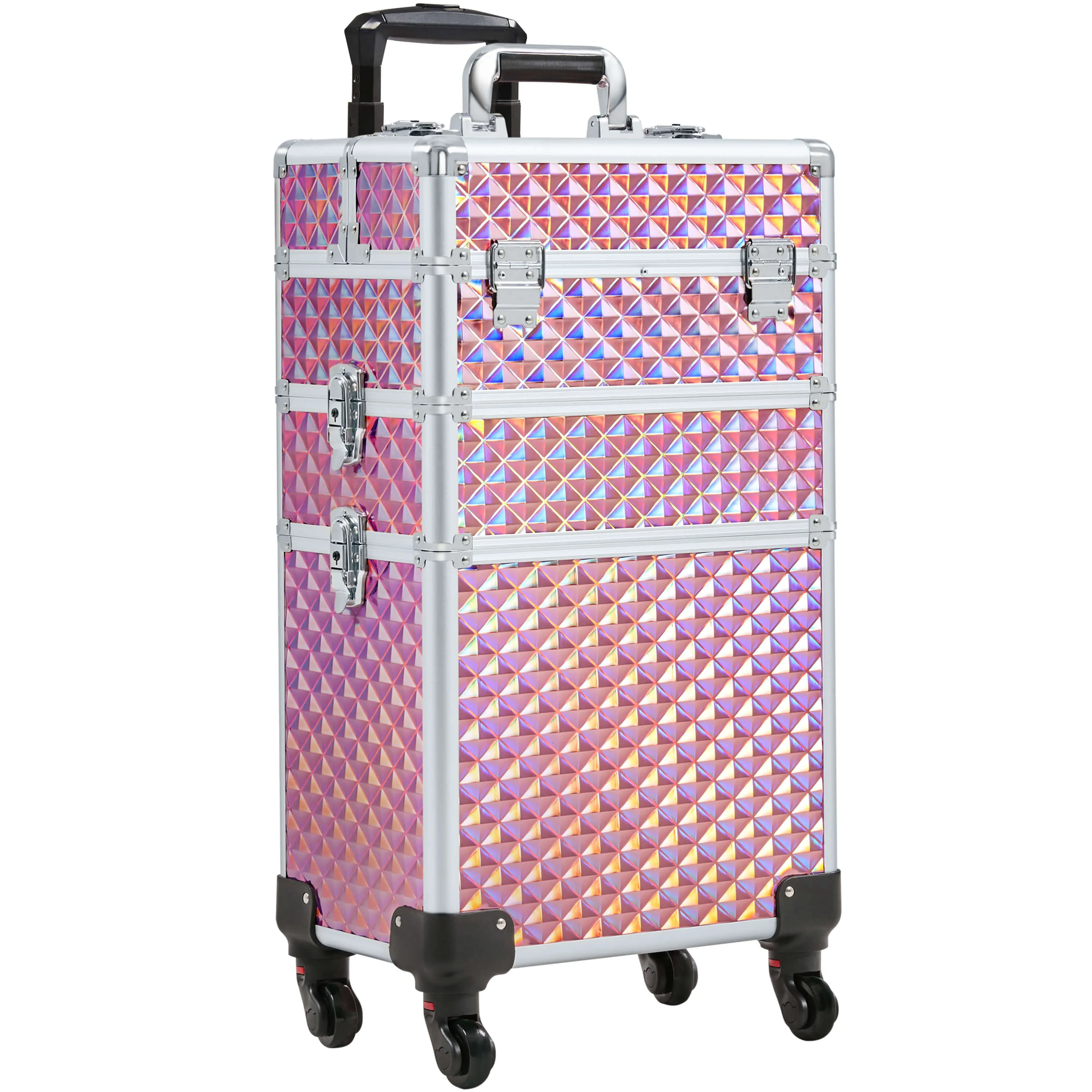 Yaheetech 3-in-1 Rolling Makeup Train Case