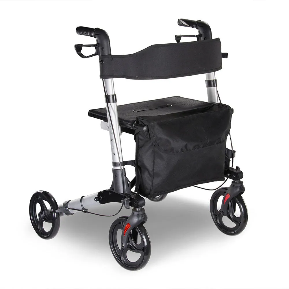 Yescom Foldable 4 Wheels Aluminum Rollator Walker w/ Brakes